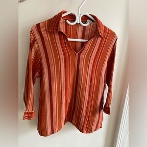 Vintage striped v neck top